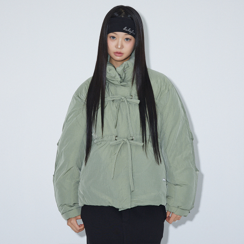 RIBBON OVERSIZED DOWN JACKET KHAKI BQ4NZ001