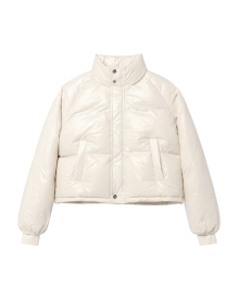 W Logo Short Down Jacket - Ivory