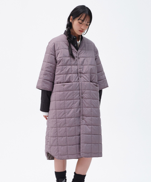 W QUILTED ROUND NECK LINING (GRAY)