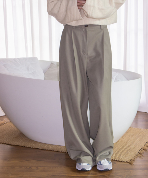 WOO WOOL-BLEND PANTS - taupe