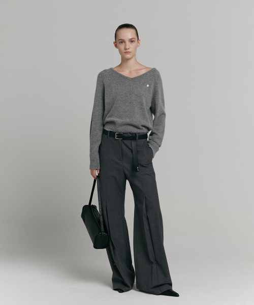 FLARE WOOL PANTS [GREY]