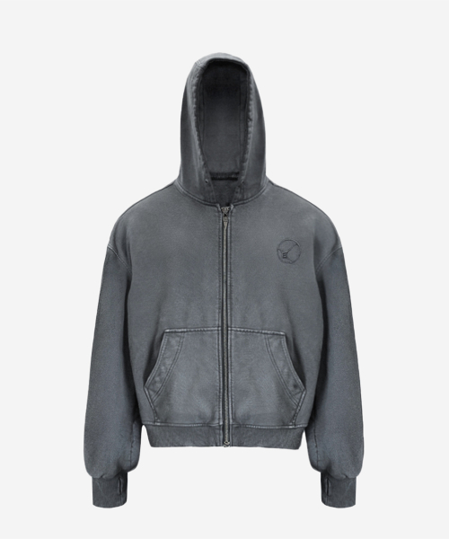 Dyed Circle Logo Over-fit Hoodie Zip-up