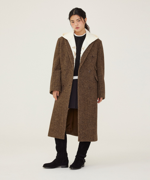 커버낫 우먼() 우먼 더블 롱 코트 Brown 상품 이미지