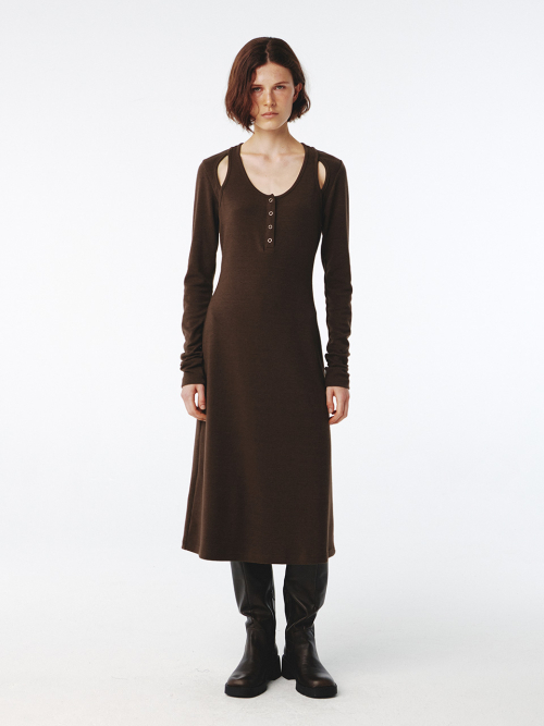 기준(KIJUN) Raglan Cut Jersey Dress Brown - 사이즈 & 후기 | 무신사