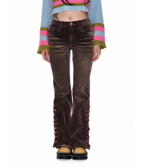 Knit string corduroy pants_brown