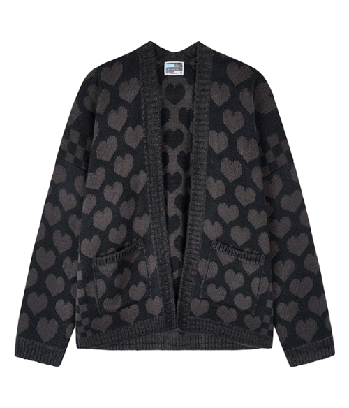 Heart check cardigan_charcoal