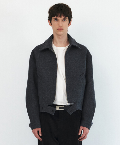 NOTCHED WOOL BLOUSON JACKET - GREY