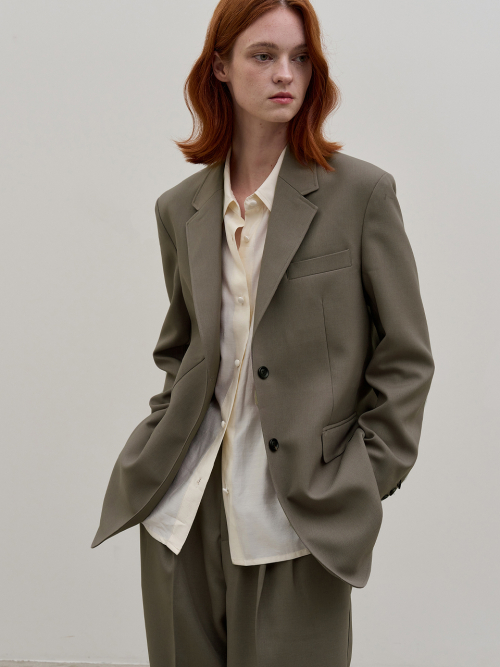 базовый SINGLE BUTTON JACKET DARK BEIGE