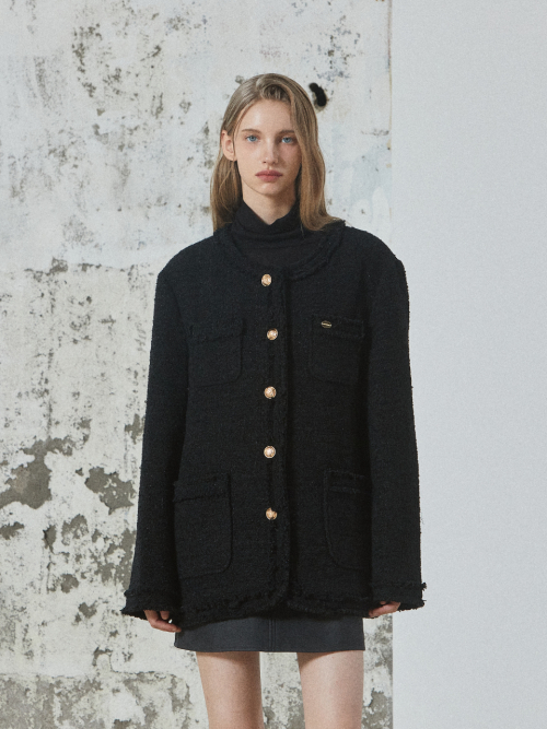 OVERFIT TWEED JACKET BLACK