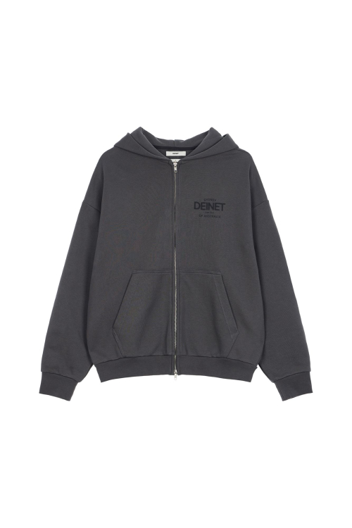 LOST IN SYDNEY ZIP-UP HOODIE IN CHARCOAL