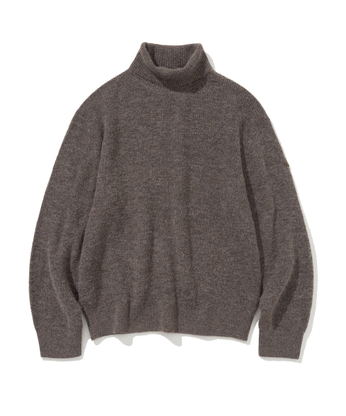 alpaca turtle neck knit charcoal brown