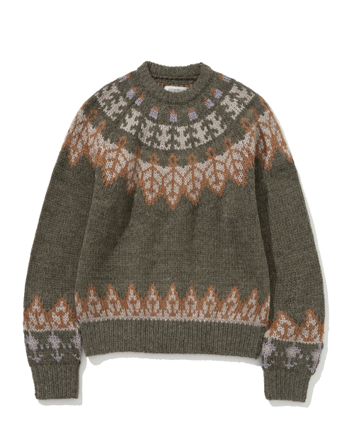nordic crew neck knit olive green