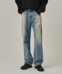 ANALOGMOOD_Snow Washing Semi Straight Denim Pants (Medium Blue)