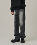 ANALOGMOOD_Snow Washing Semi Straight Denim Pants (Black)