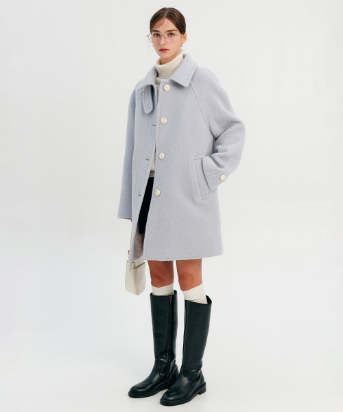 MUSINSA | LOOKAST Hailey Wool Boucle Half Coat_Aqua Blue