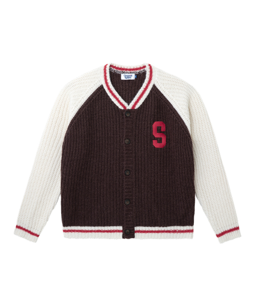 W VARSITY KNIT CARDIGAN BRON
