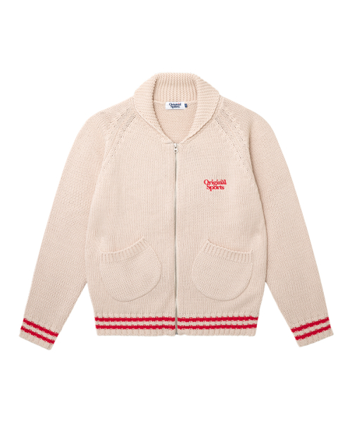 SKI GRAPHIC POINT CARDIGAN CREM