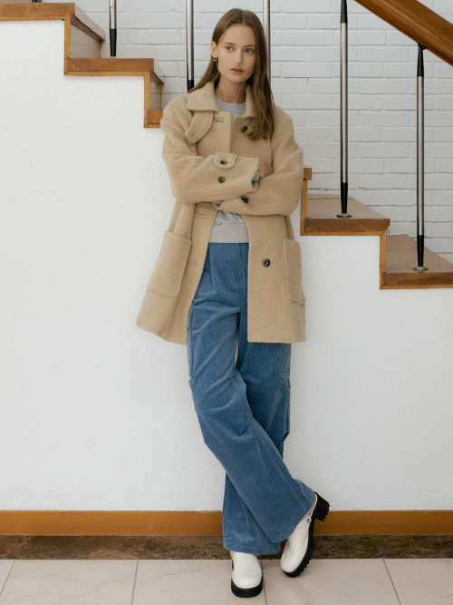 Coduroy one-tuck cargo pants (2color)