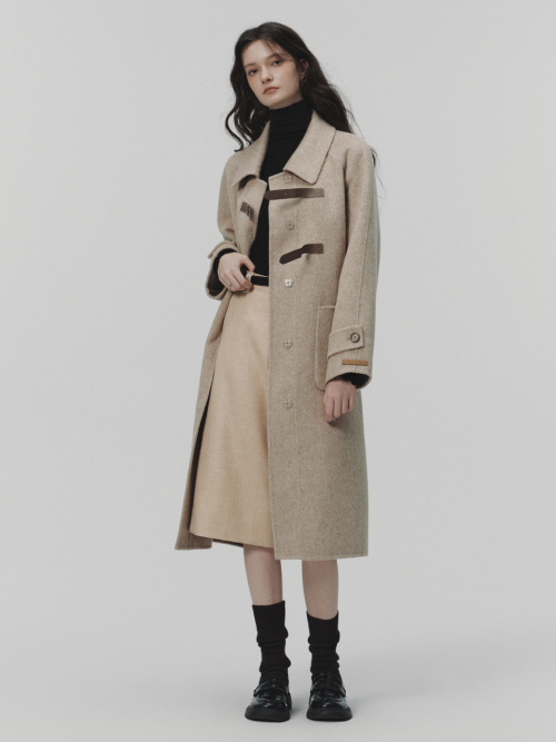 コート LENINA CAEL handmade wool buckle long coat_oatmeal 르니나(LENINA) CAEL handmade wool buckle long coat_OATMEAL