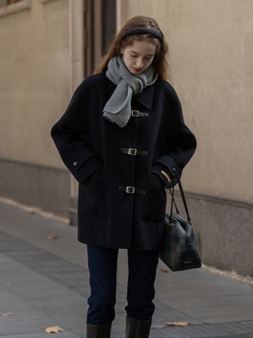 르니나(LENINA) CAEL handmade wool buckle short coat_BLACK - 사이즈