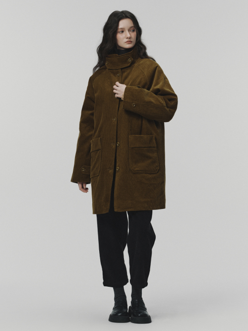 MUSINSA | LENINA CAMILA corduroy half coat_BROWN