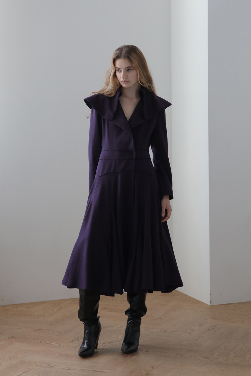 Пальто-макси расклешённое с широким воротником Purple