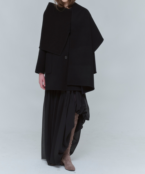 Двустороннее шерстяное пальто Scarf Black 0132