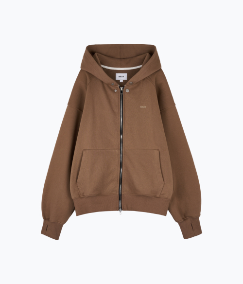 season logo hoodie zip up brown