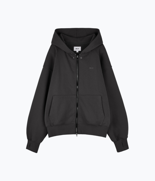 season logo hoodie zip up charcoal
