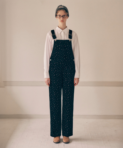 FLOWER CORDUROY OVERALL брюки чёрный