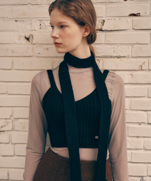 KNIT BUSTIER MUFFLER SET чёрный