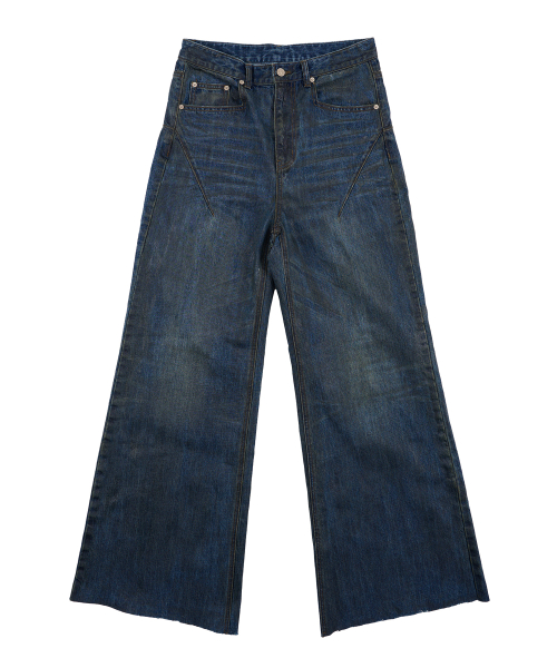 Waxed Wide Leg Denim - Luster Blue