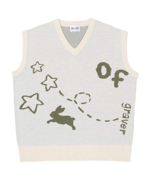 [UNISEX]Star OF трикотаж жилет_кремовый