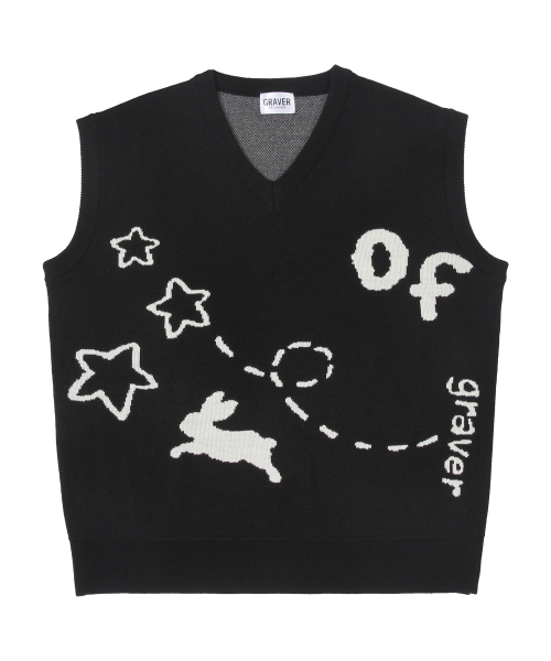 [UNISEX]Star OF трикотаж жилет_чёрный