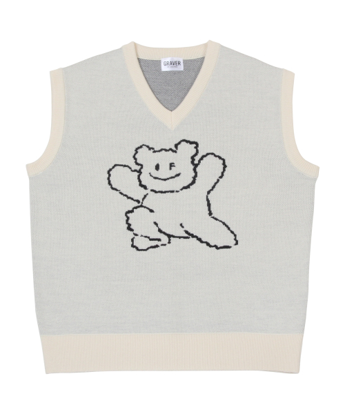 [UNISEX] Жилет Bear Smile в широкую полоску Cream