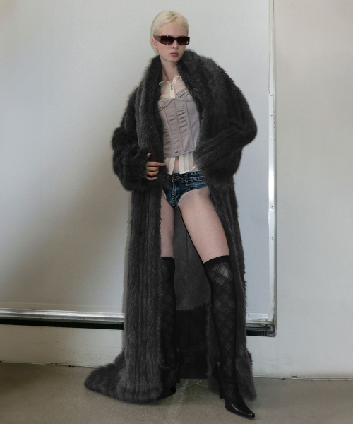 Reversible Faux Mouton Coat Moss