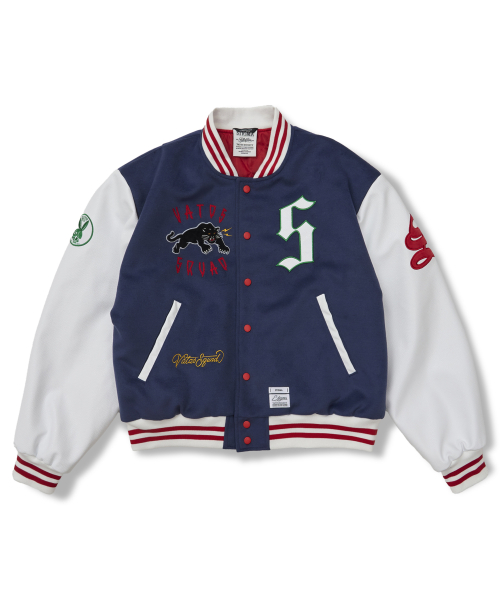 Classic Oversized Varsity Jacket Navy