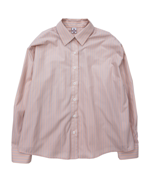 Stripe pleats shirt (pastel pink)