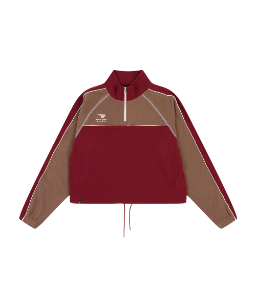 W COLOR MIXED FLEECE HALF ZIP-UP [BURGUNDY]