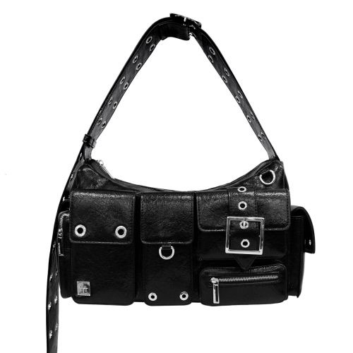 【BLACK PURPLE】24FW Fortress Bag ★男女共用★韓国人気★ Large Gabardine Messenger Bag — Black – La Garçonne