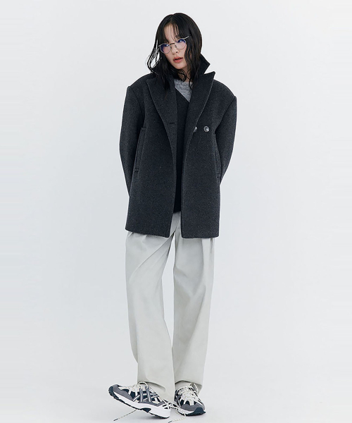 Wool Half Coat_Charcoal (шерсть половинка пальто_угольно-серый)