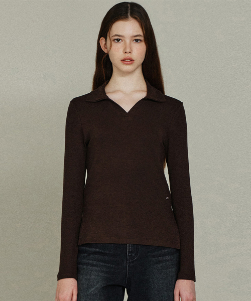 Wool Slim Collar топ BR