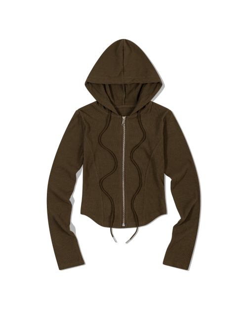Худи на молнии с волнистой строчкой (KHAKI BROWN)