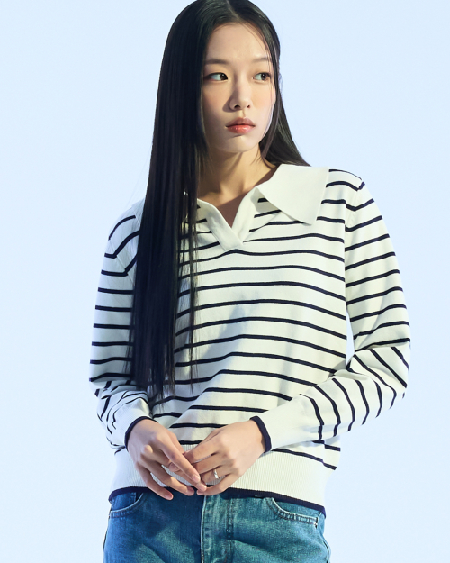 Sailor Stripe вязаный топ (WHITE)