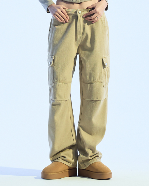 Thermal Wide Leg карго-брюки (BEIGE)