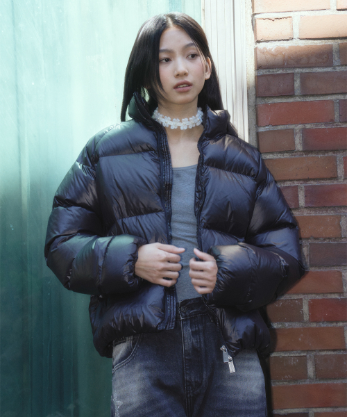 GLOSSY PUFFER JACKET BLACK