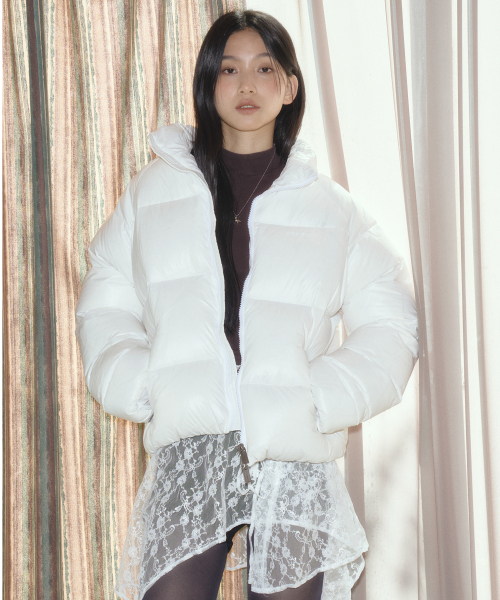 GLOSSY PUFFER JACKET WHITE