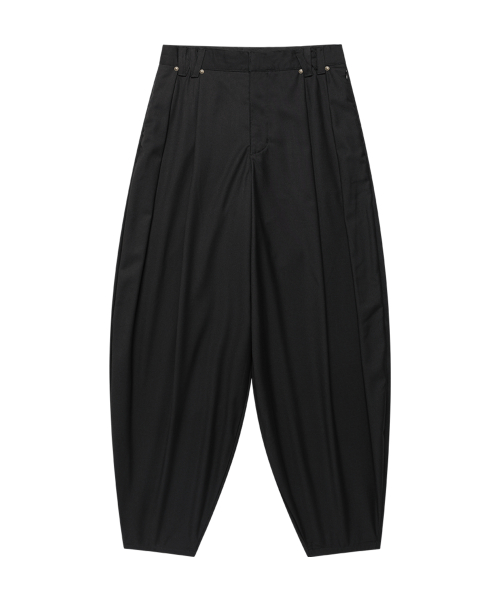 DEEP TUCK BALLOON SLACKS BLACK