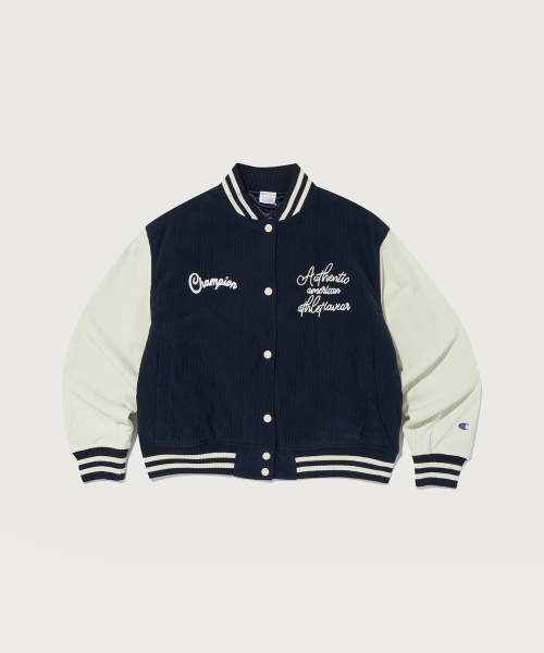 여성 코듀로이 스냅 바시티 자켓 Dark Navy