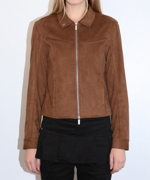Western Suede Zip-up Jacket (Brown)